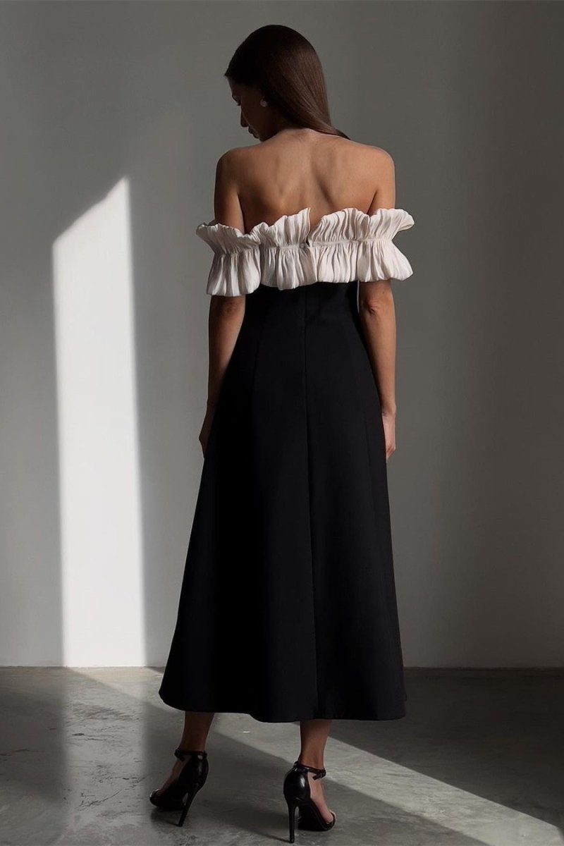 Vestito Maxi con Spalline Off Spalla e Volants Bonnie