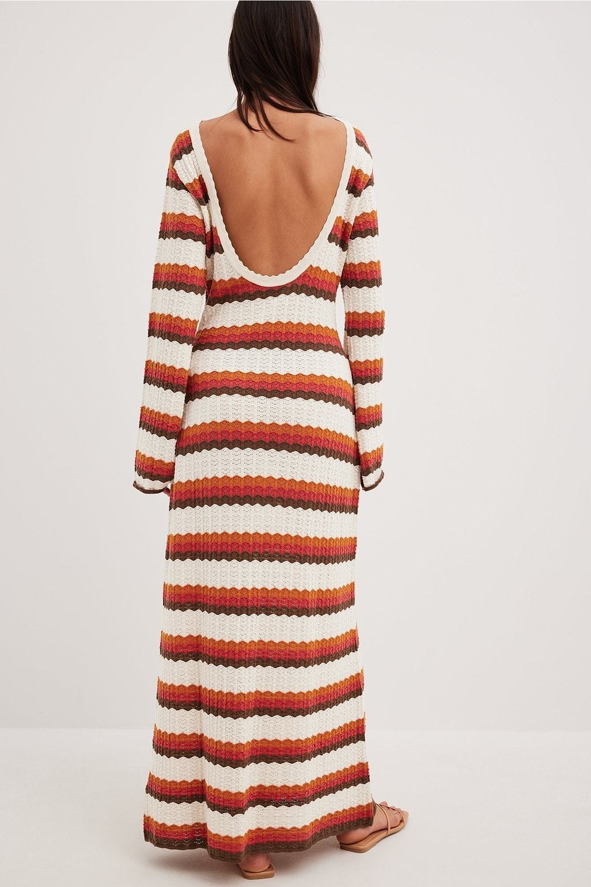 Abito lungo in maglia Calista a zigzag senza spalline