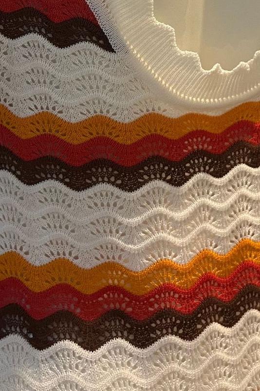 Abito lungo in maglia Calista a zigzag senza spalline