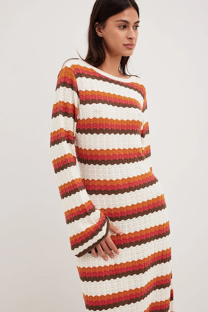 Abito lungo in maglia Calista a zigzag senza spalline
