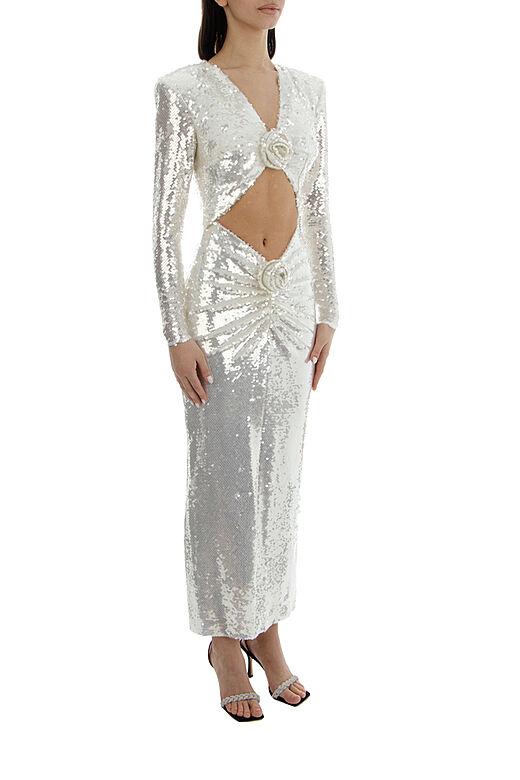 Vestito Midi di Paillettes e Fiori Cathy