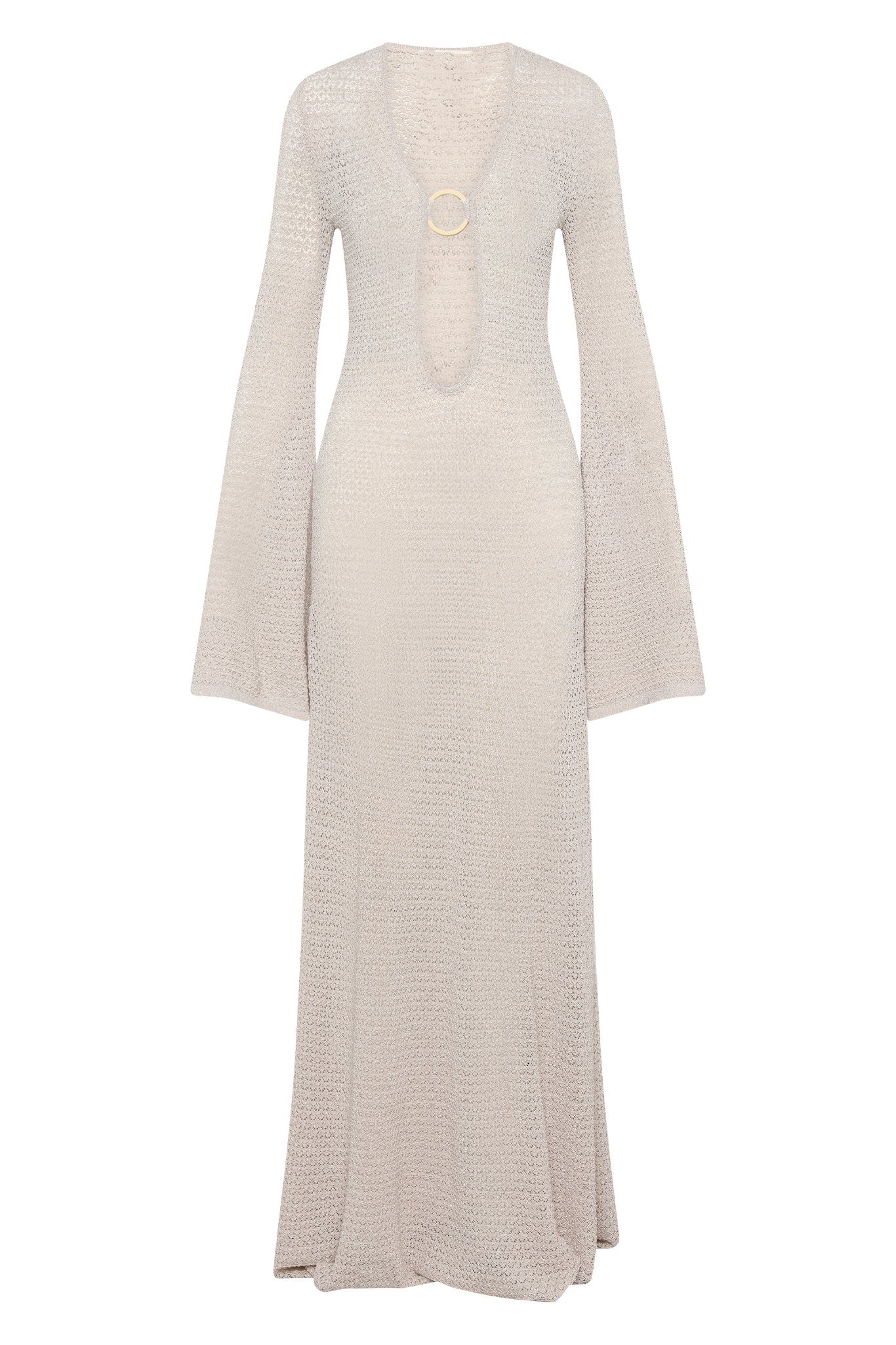 Vestito lungo in maglia a crochet con scollo a V Chaya