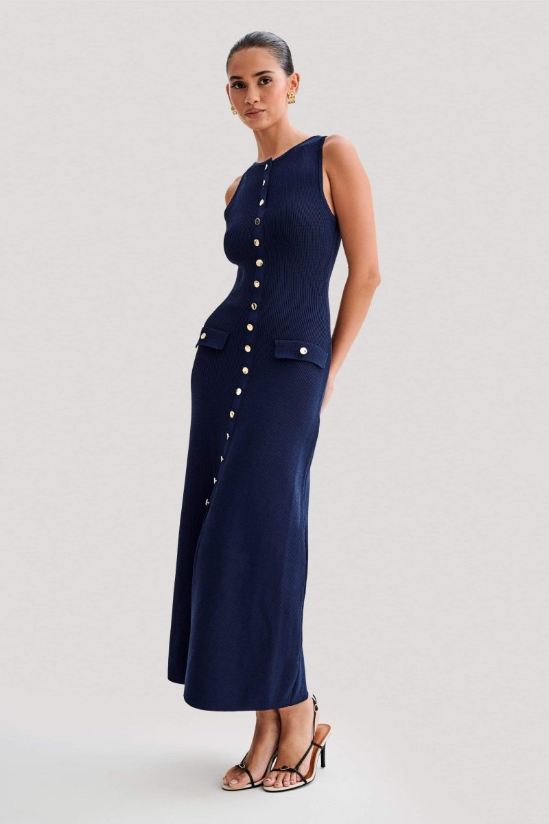 Vestito lungo senza maniche in maglia Claire
