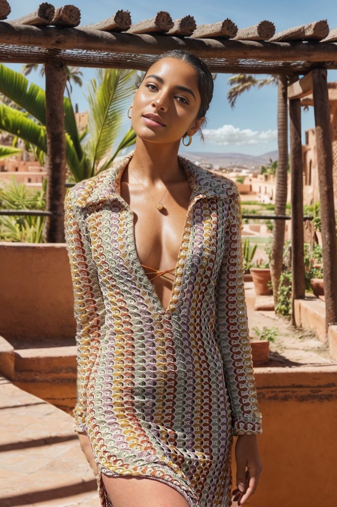 Vestito lungo in crochet con scollo a V Dawn