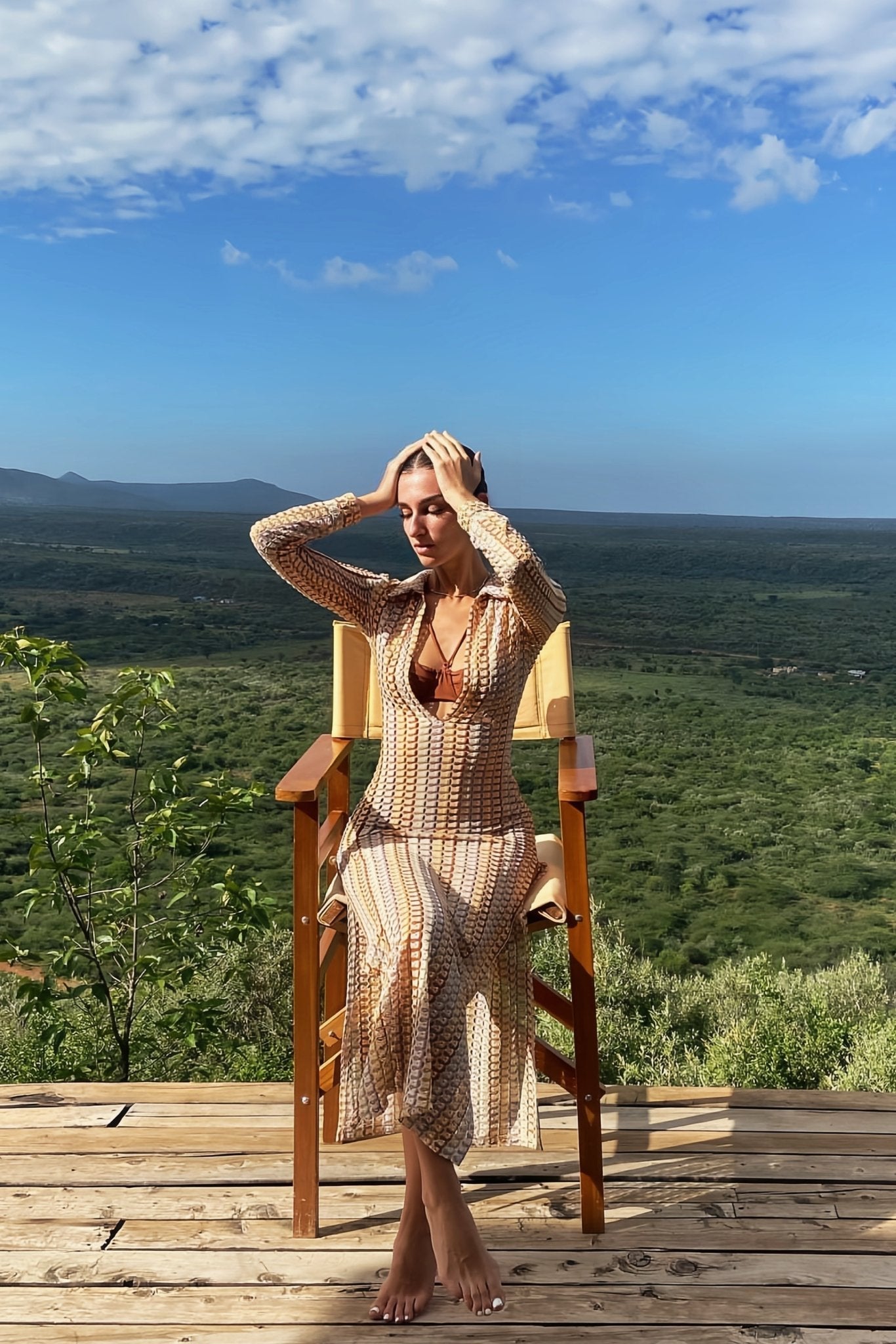 Vestito lungo in crochet con scollo a V Dawn