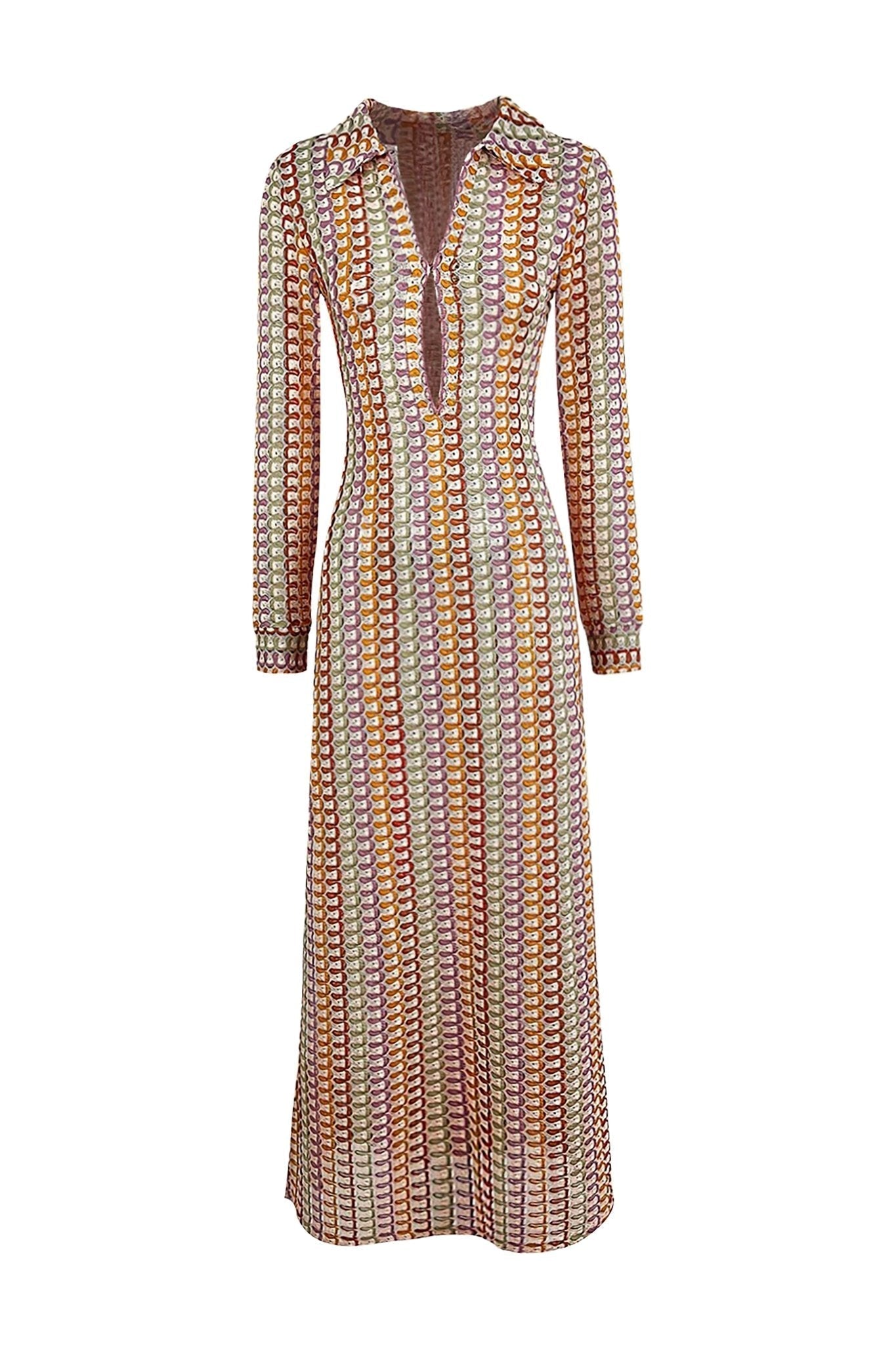 Vestito lungo in crochet con scollo a V Dawn