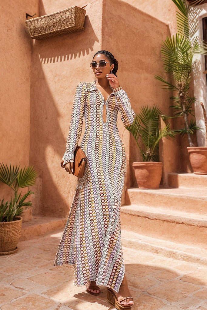 Vestito lungo in crochet con scollo a V Dawn