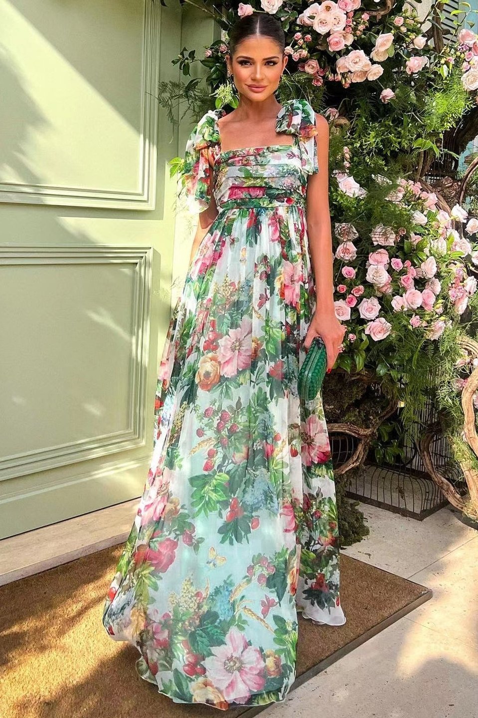 Vestito Maxy con Bretelle Stampate Dinah