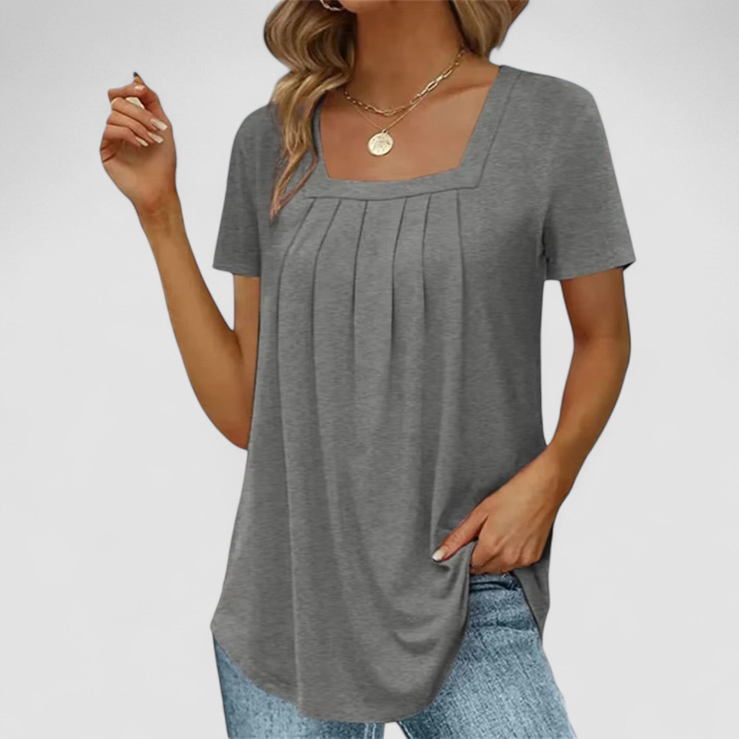 Elvira – Top a maniche lunghe con collo quadrato