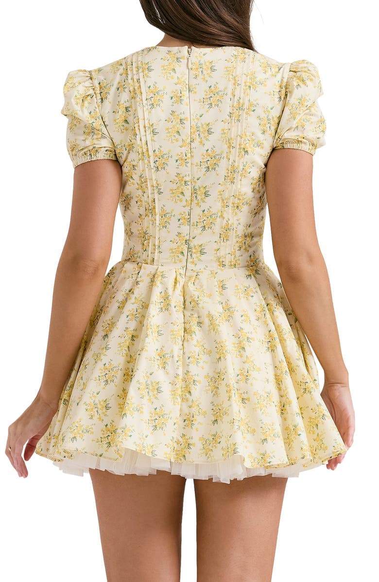 Vestito Mini Corsetto con Scollatura a V e Stampa Floreale Emily