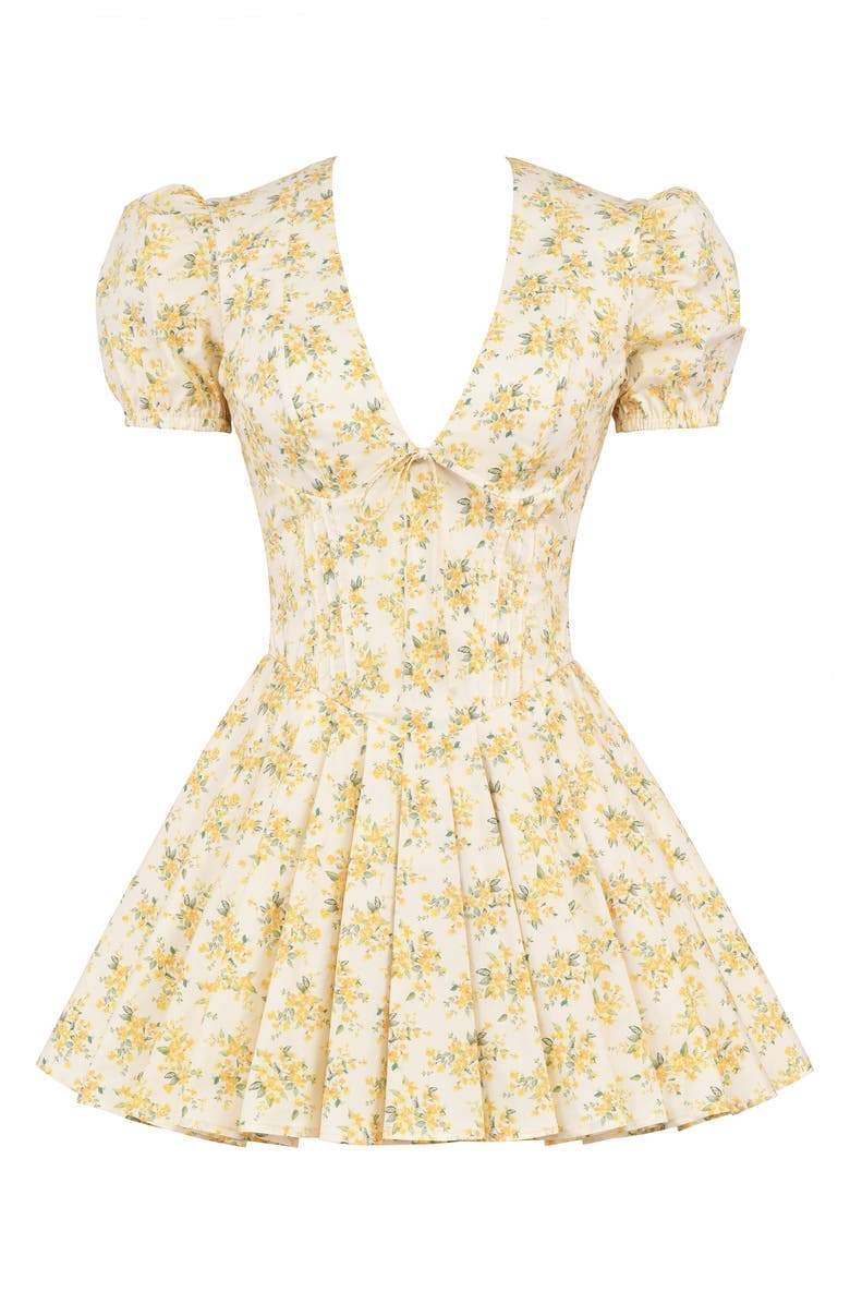 Vestito Mini Corsetto con Scollatura a V e Stampa Floreale Emily