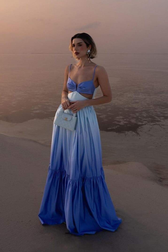 Senza Maniche a Sgradienti Maxi Slip Dress Ethel