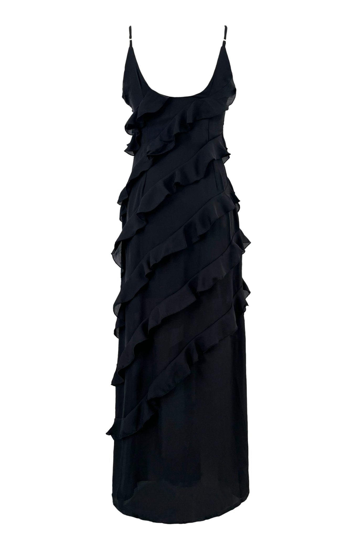 Vestito lungo fiocchettato in chiffon Eve