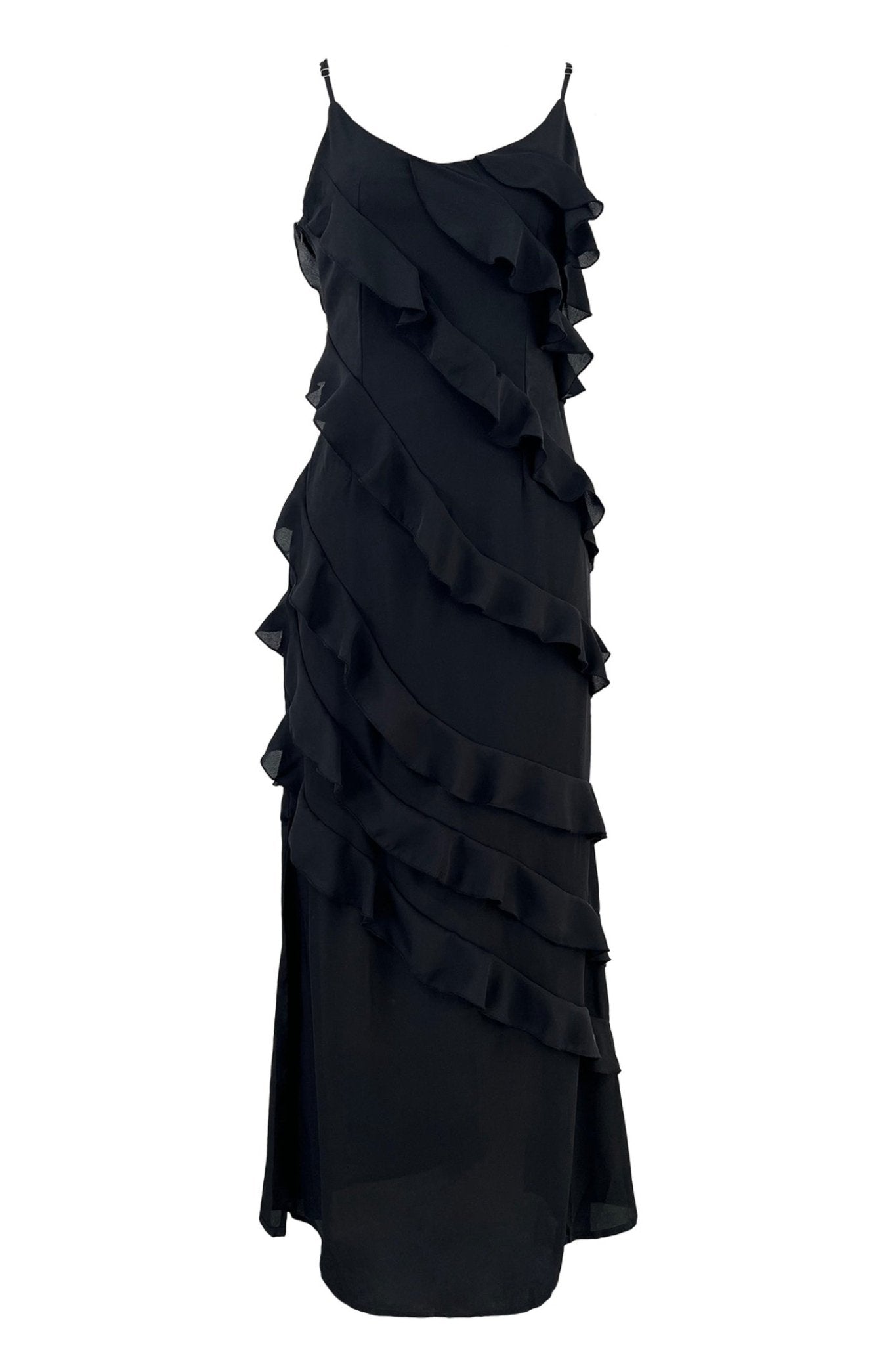 Vestito lungo fiocchettato in chiffon Eve