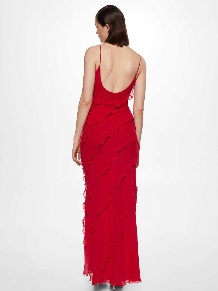 Vestito lungo fiocchettato in chiffon Eve