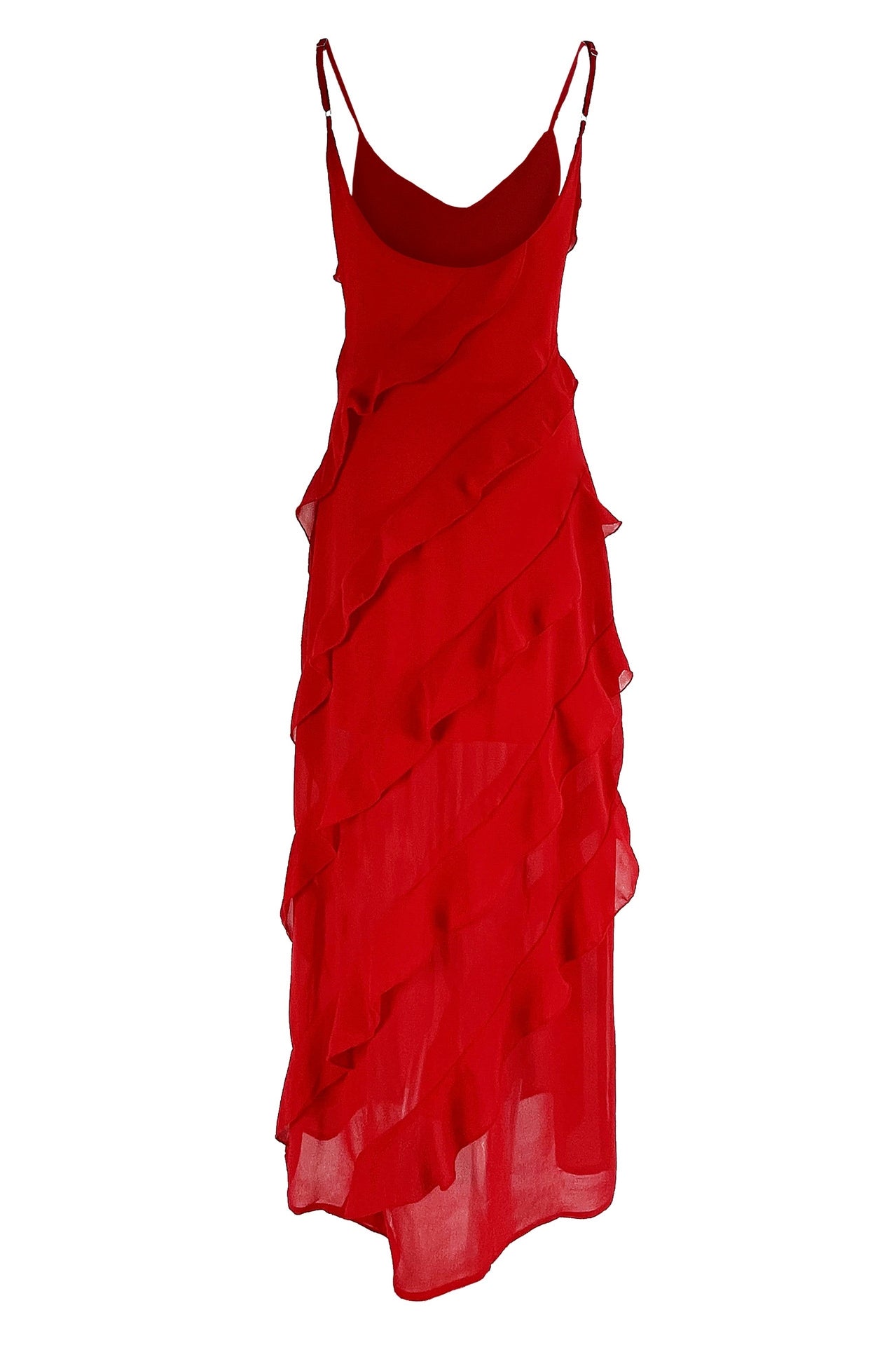 Vestito lungo fiocchettato in chiffon Eve
