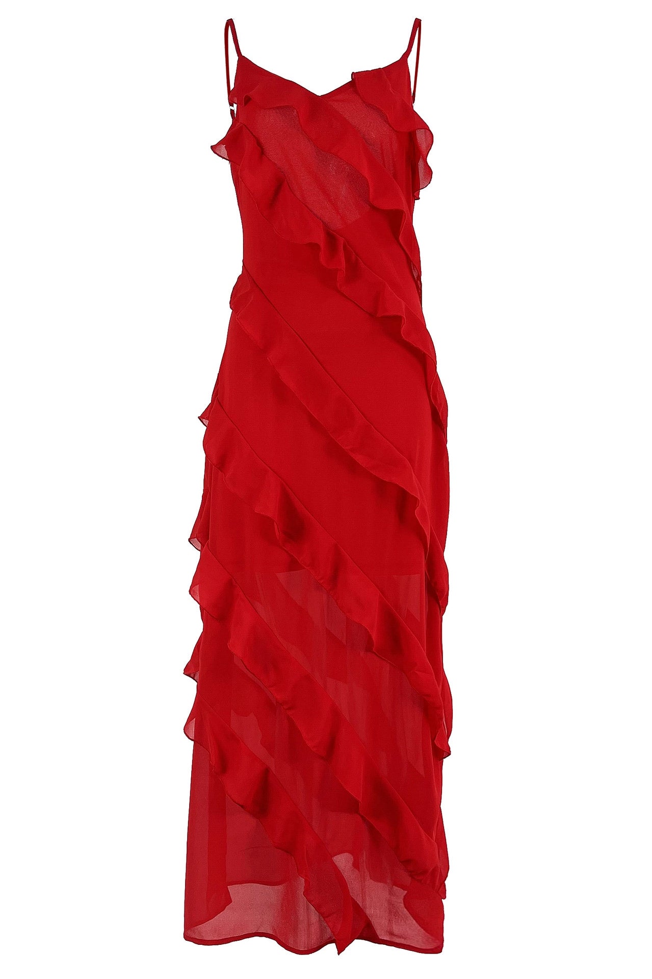 Vestito lungo fiocchettato in chiffon Eve