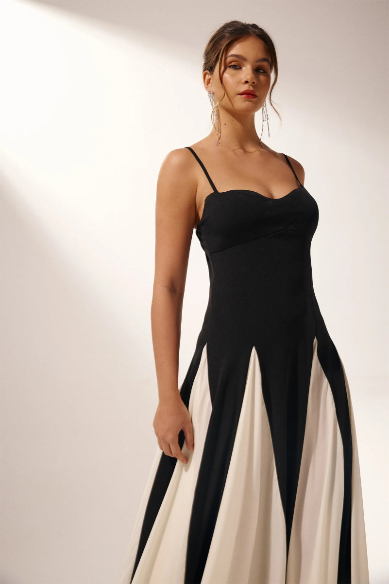 Vestito lungo a blocchi di colore Griselda