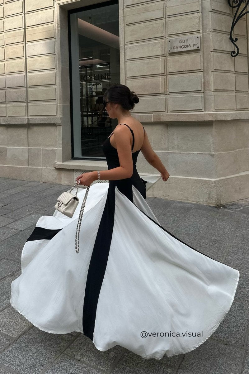Vestito lungo a blocchi di colore Griselda