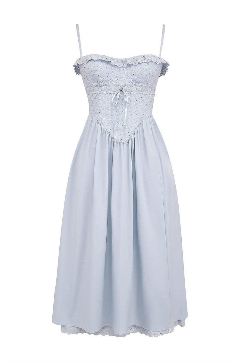 Vestito Midi con Corsetto Ricamato in Pizzo Helen