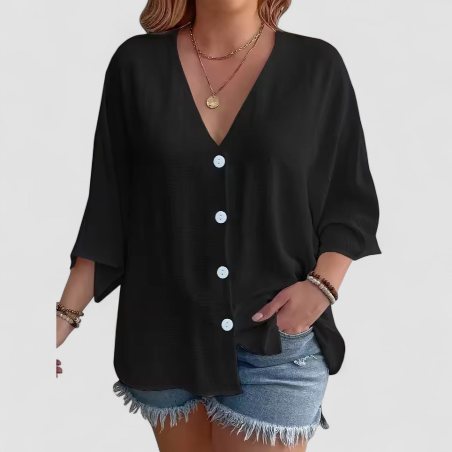 Signe – Camicia con bottoni e maniche ¾