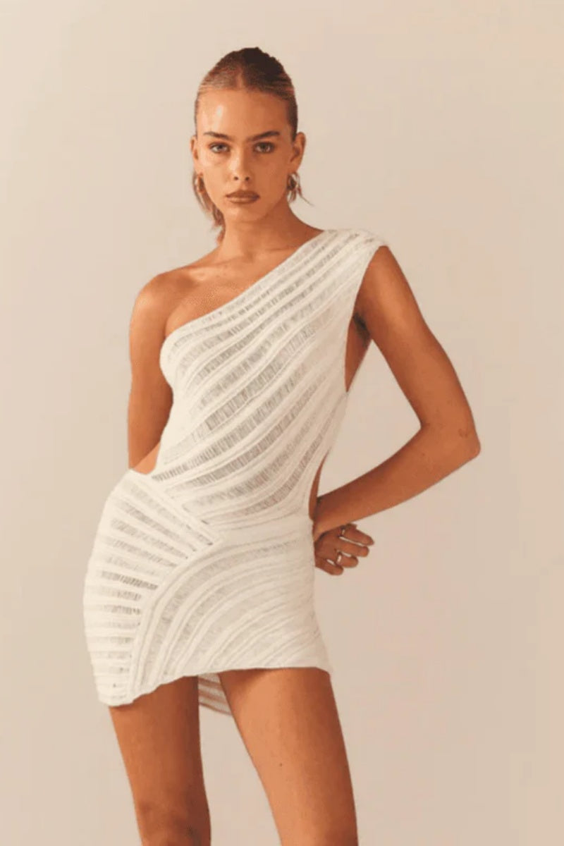 Vestito Mini a Manica Unica e Maglina