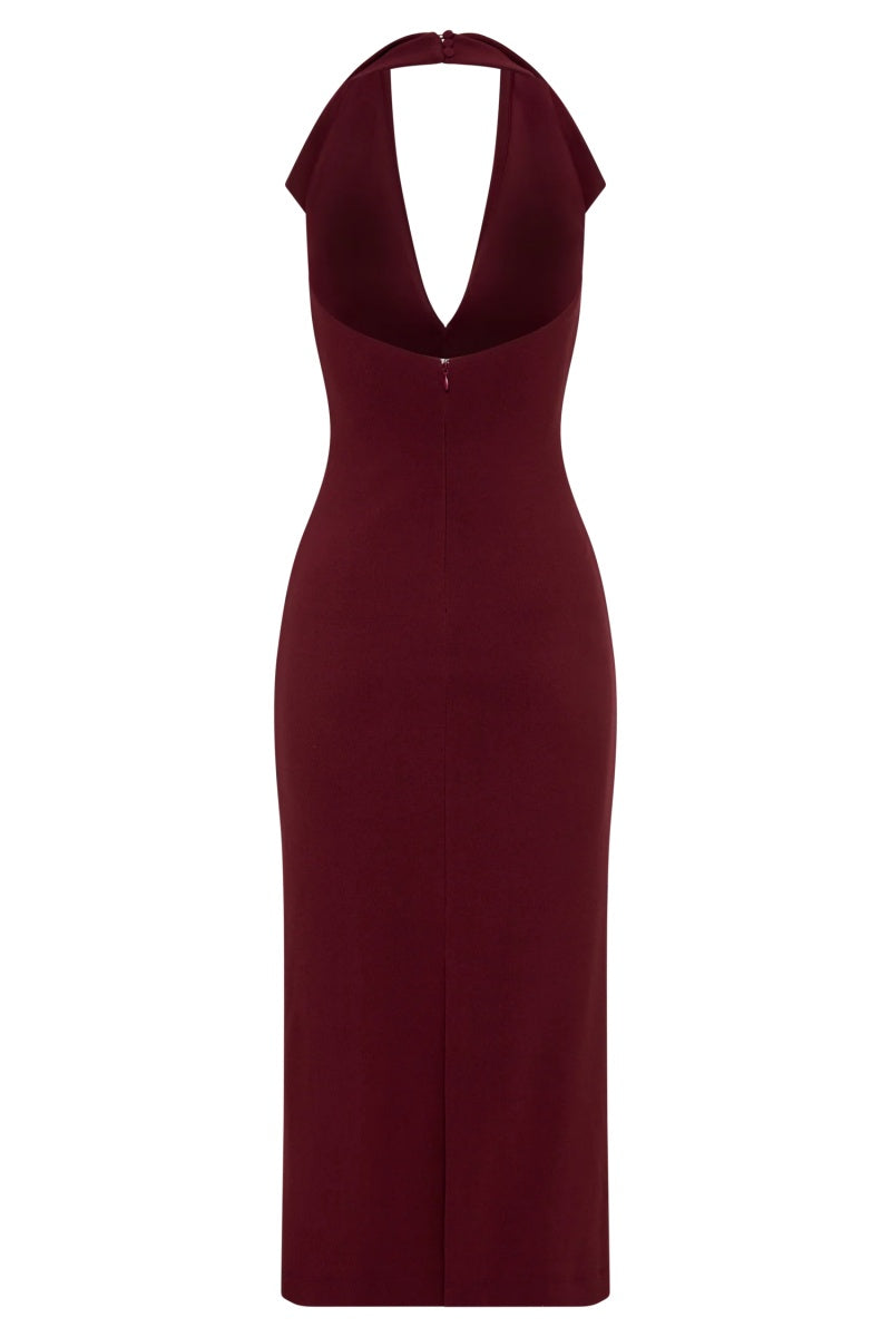 Vestito Midi Crepe con Colletto a Collaretto