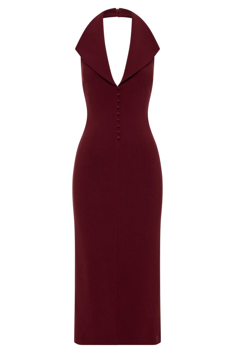 Vestito Midi Crepe con Colletto a Collaretto