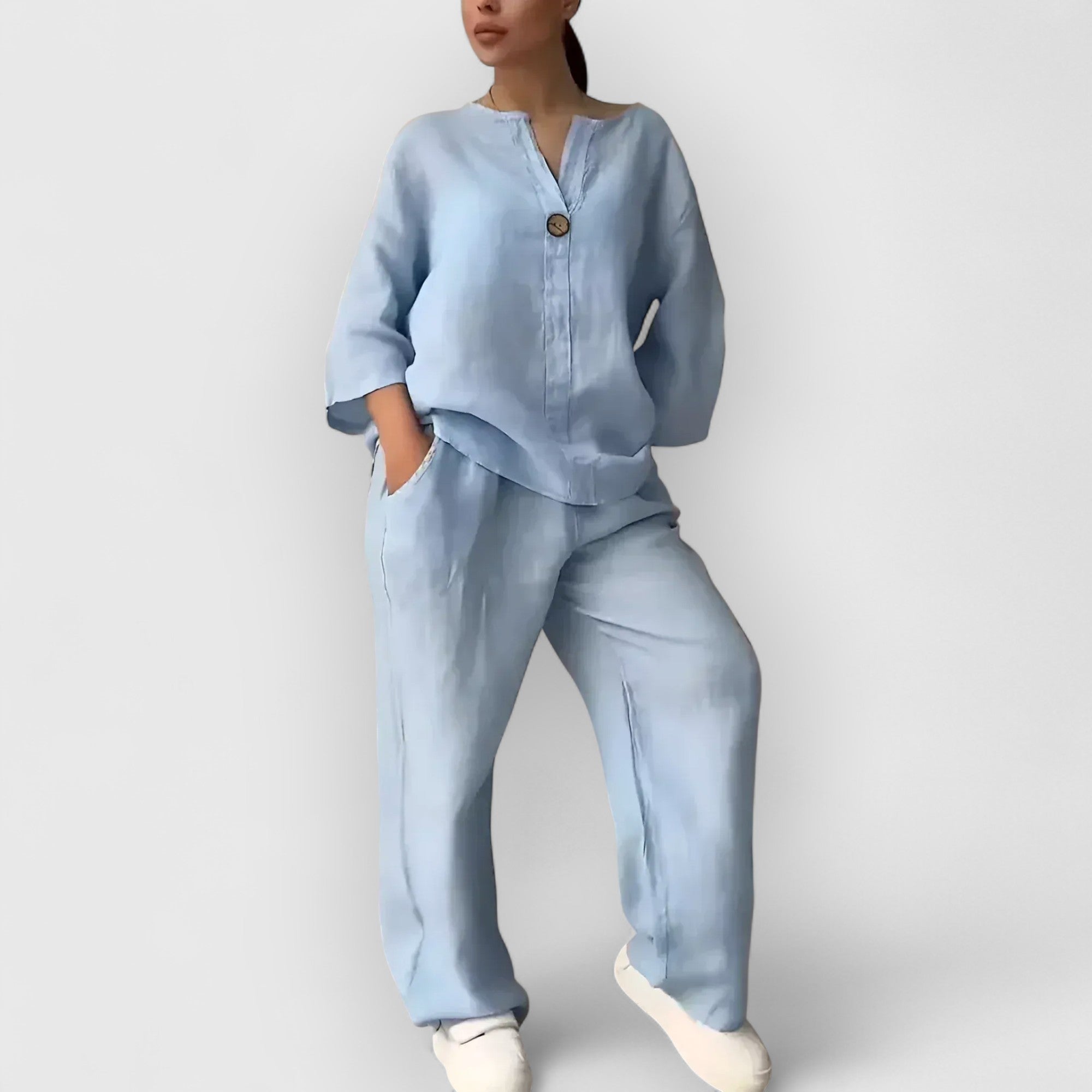 Margherita – Set di lino due pezzi in stile rilassato ed elegante