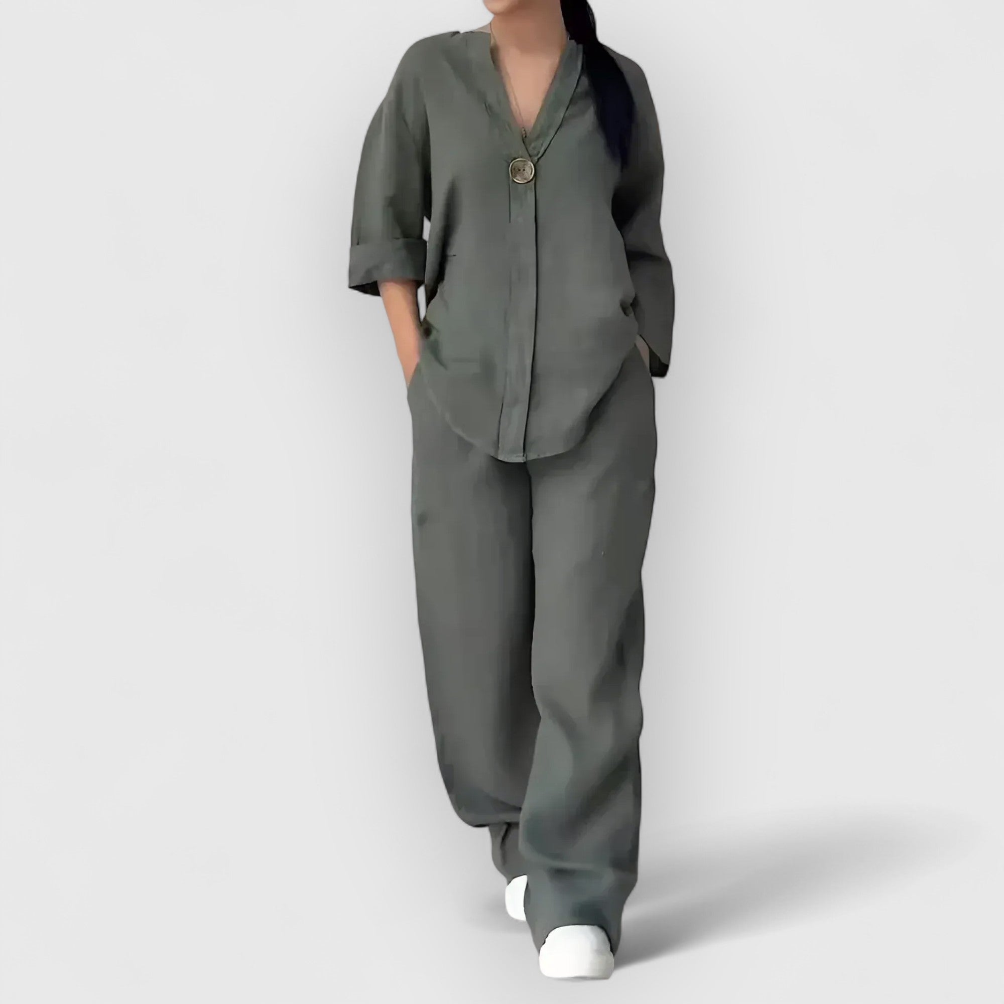 Margherita – Set di lino due pezzi in stile rilassato ed elegante