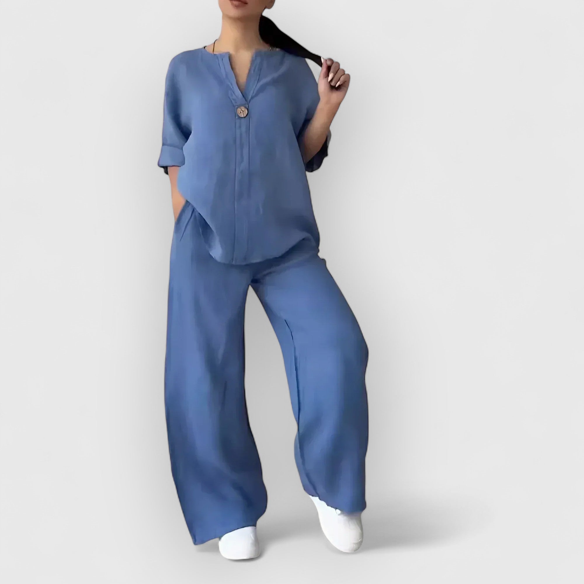 Margherita – Set di lino due pezzi in stile rilassato ed elegante