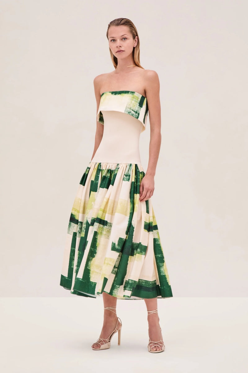 Vestito midi con stampa a olio