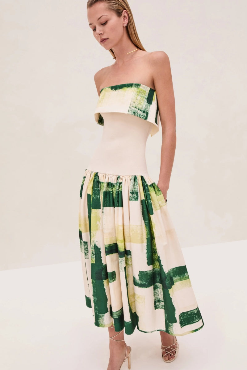 Vestito midi con stampa a olio