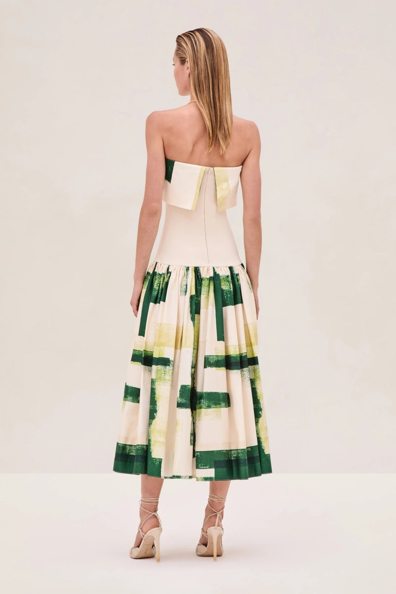 Vestito midi con stampa a olio