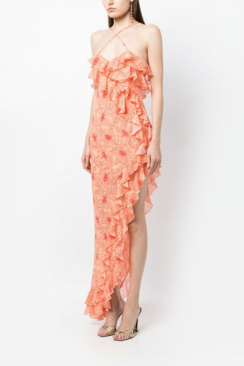 Vestito Midi Tranquillo con Volants