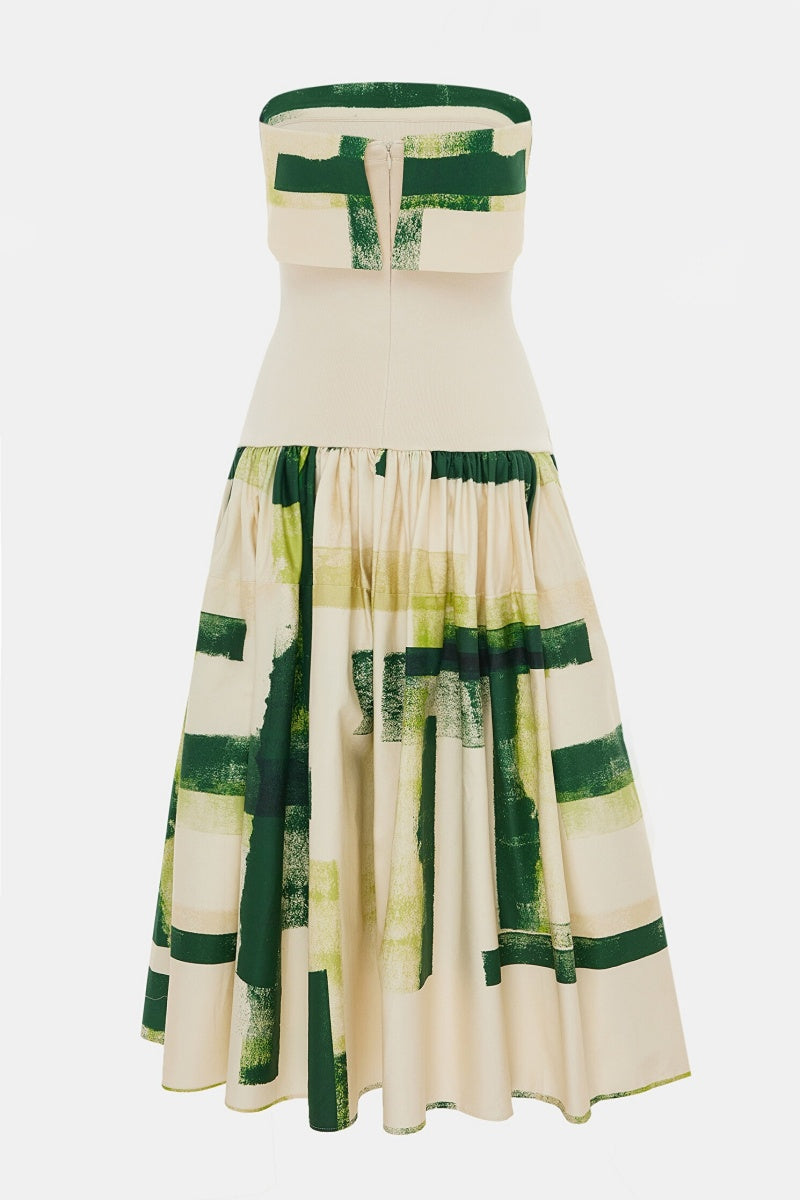 Vestito midi con stampa a olio
