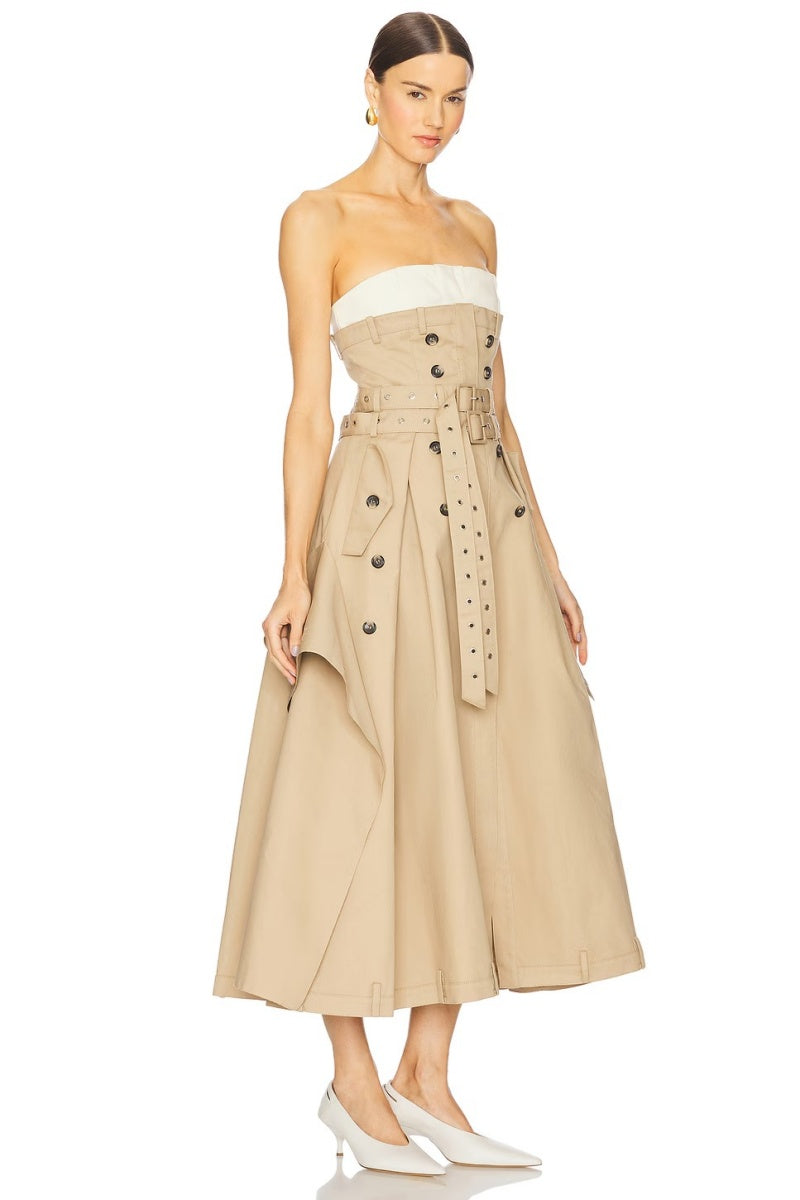 Vestito Midi a Trench senza Maniche