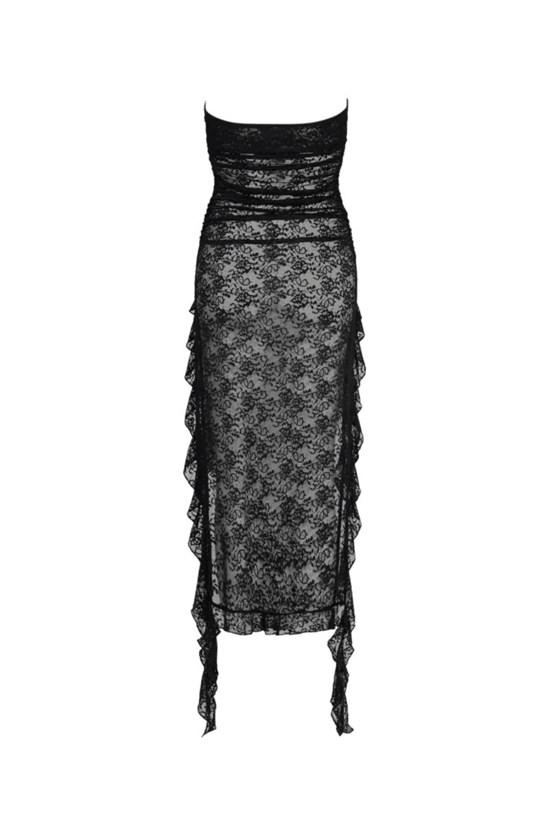 Vestito Midi in Pizzo Nero