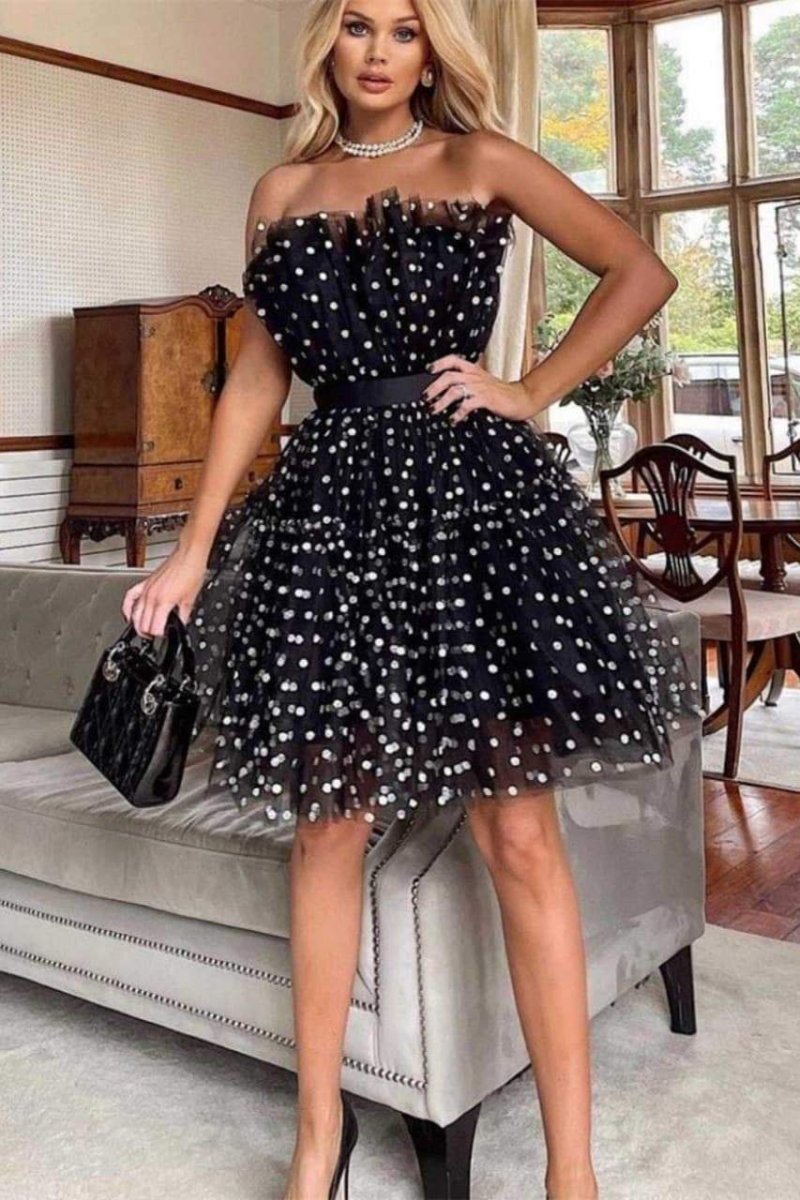 Vestito Mini in Tulle a Pois Ina
