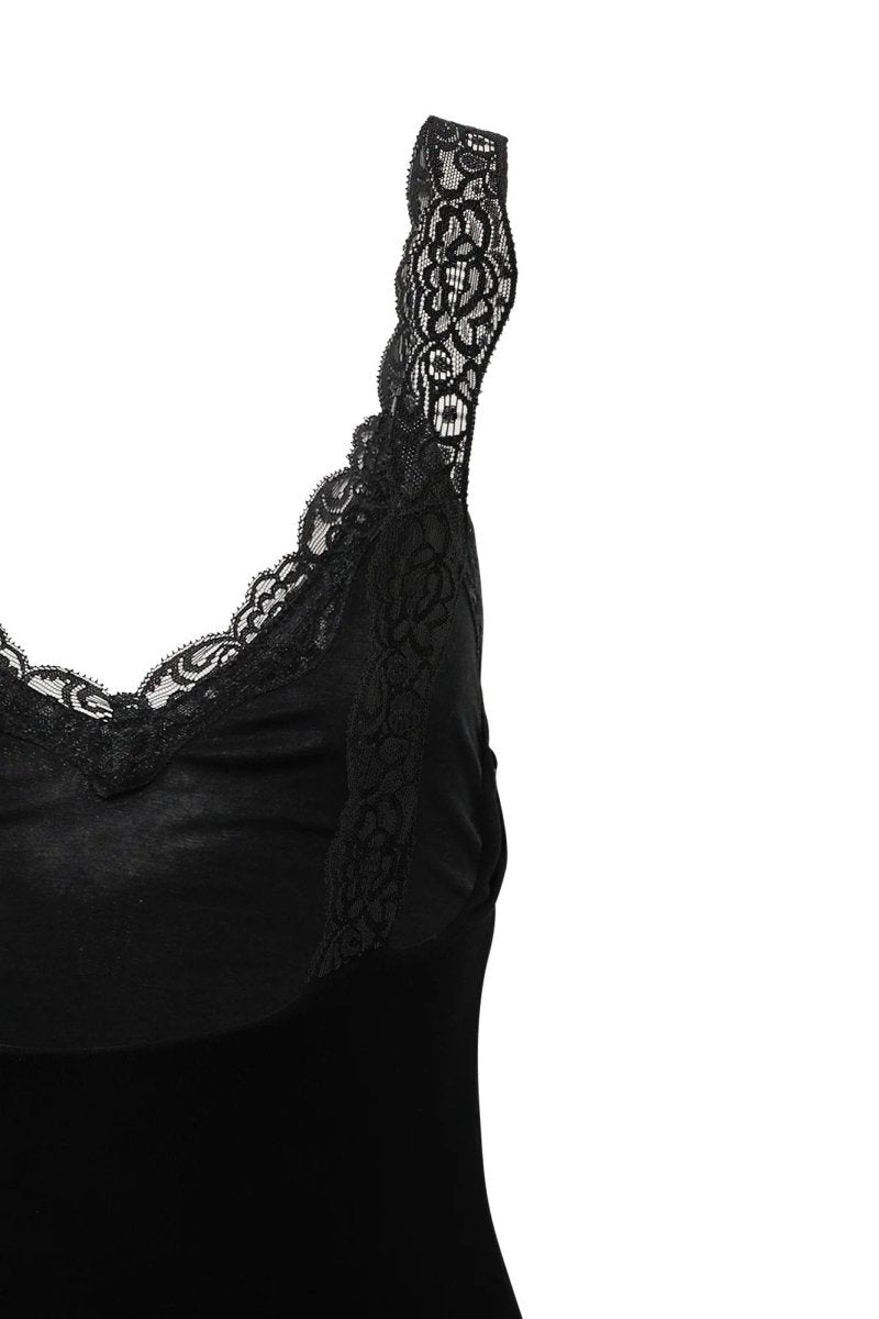 Vestito lungo max con scollo a V Irene e merletto