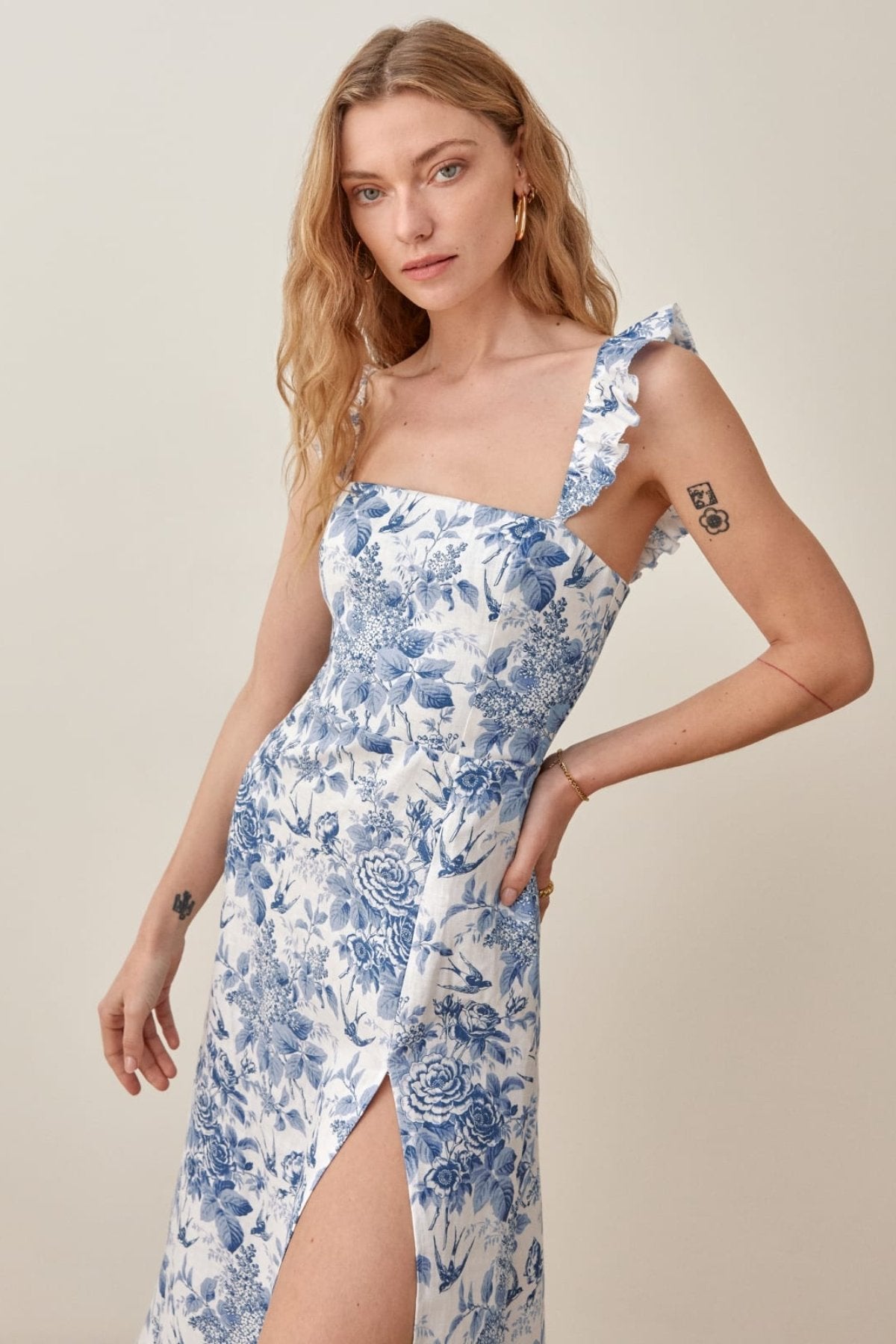 Vestito Midi con Spalline Ruffle Stampato Joa