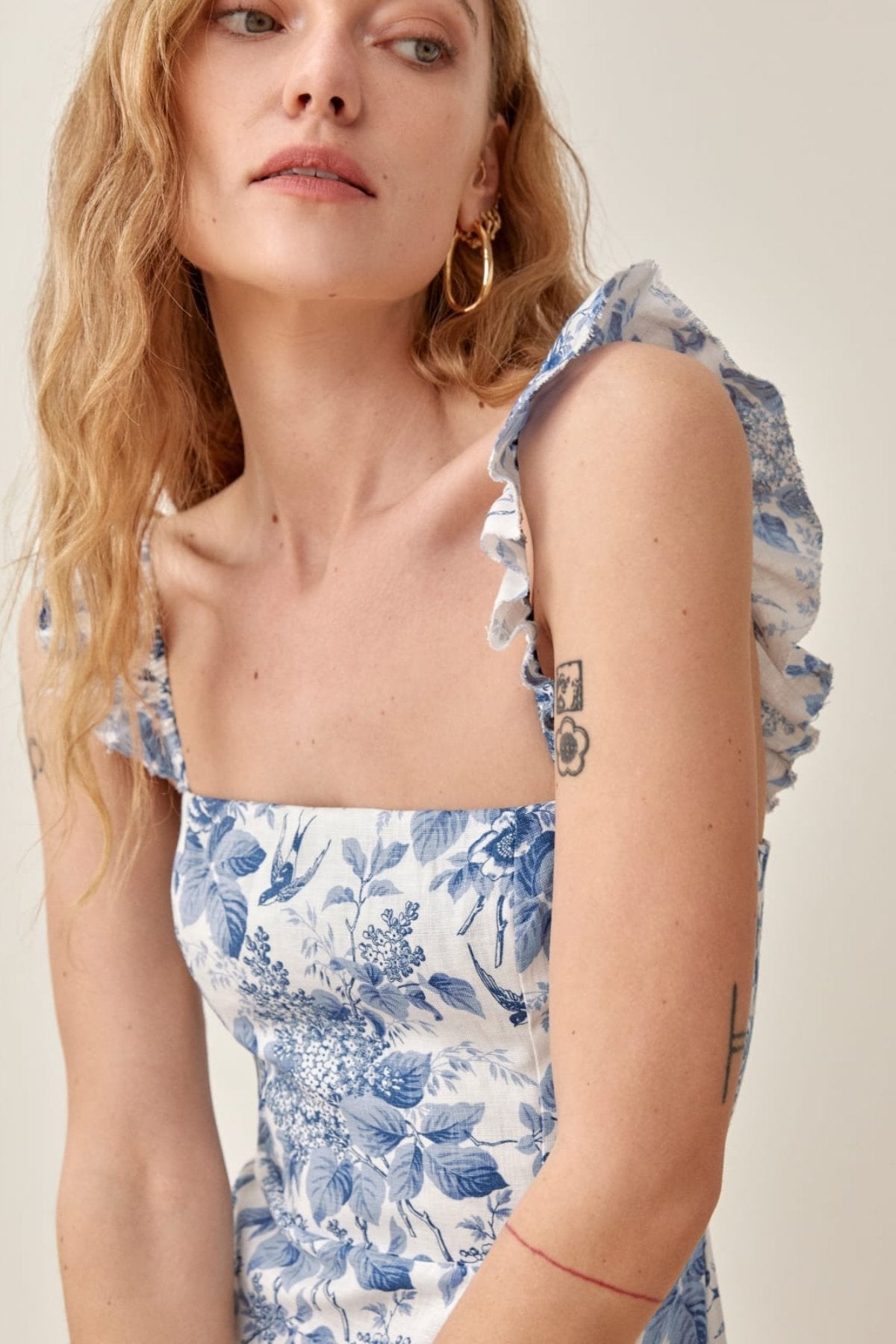 Vestito Midi con Spalline Ruffle Stampato Joa