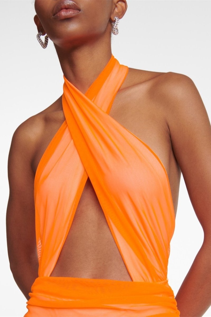 Vestito lungo con scollo a fascia Jodie Cross