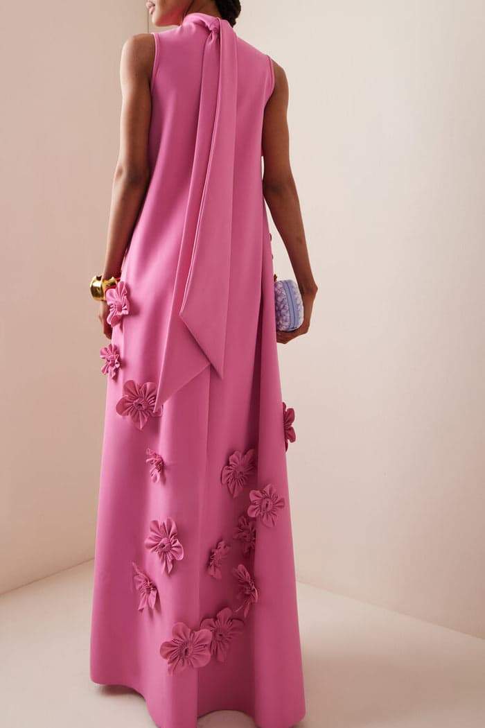 vestito maxi senza maniche decorato con fiori Ethel