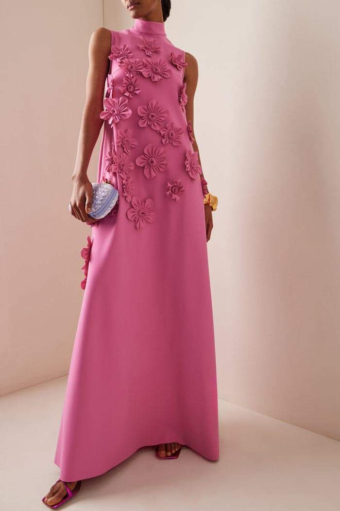 vestito maxi senza maniche decorato con fiori Ethel