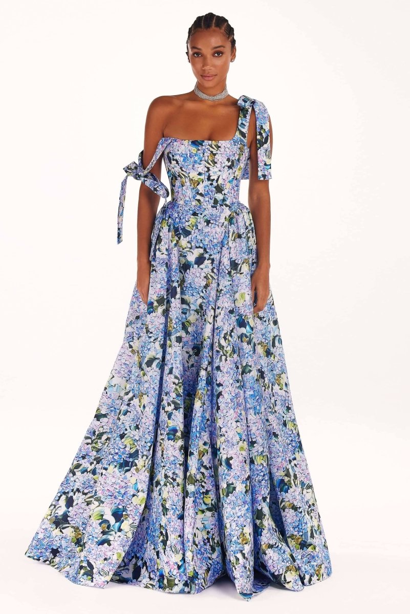 Vestito Maxi Stampato con Spalline Kacey Hydrangea