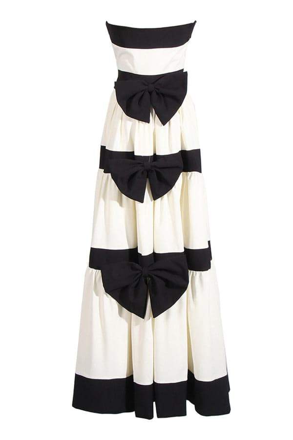 Vestito lungo con nodo e blocchi di colore Karen