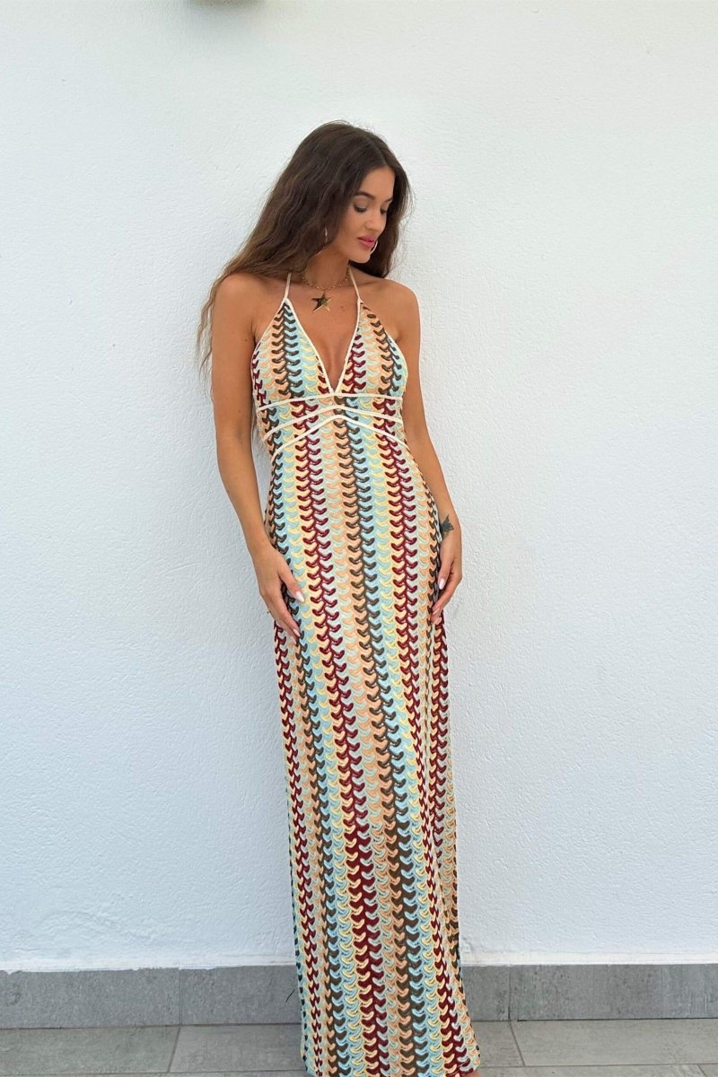 Vestito Maxi Lungo a Spalline Sospese in Crochet Lydia
