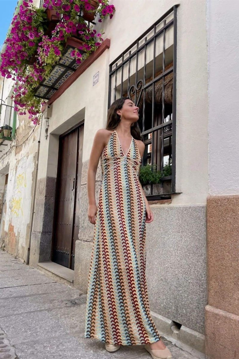 Vestito Maxi Lungo a Spalline Sospese in Crochet Lydia