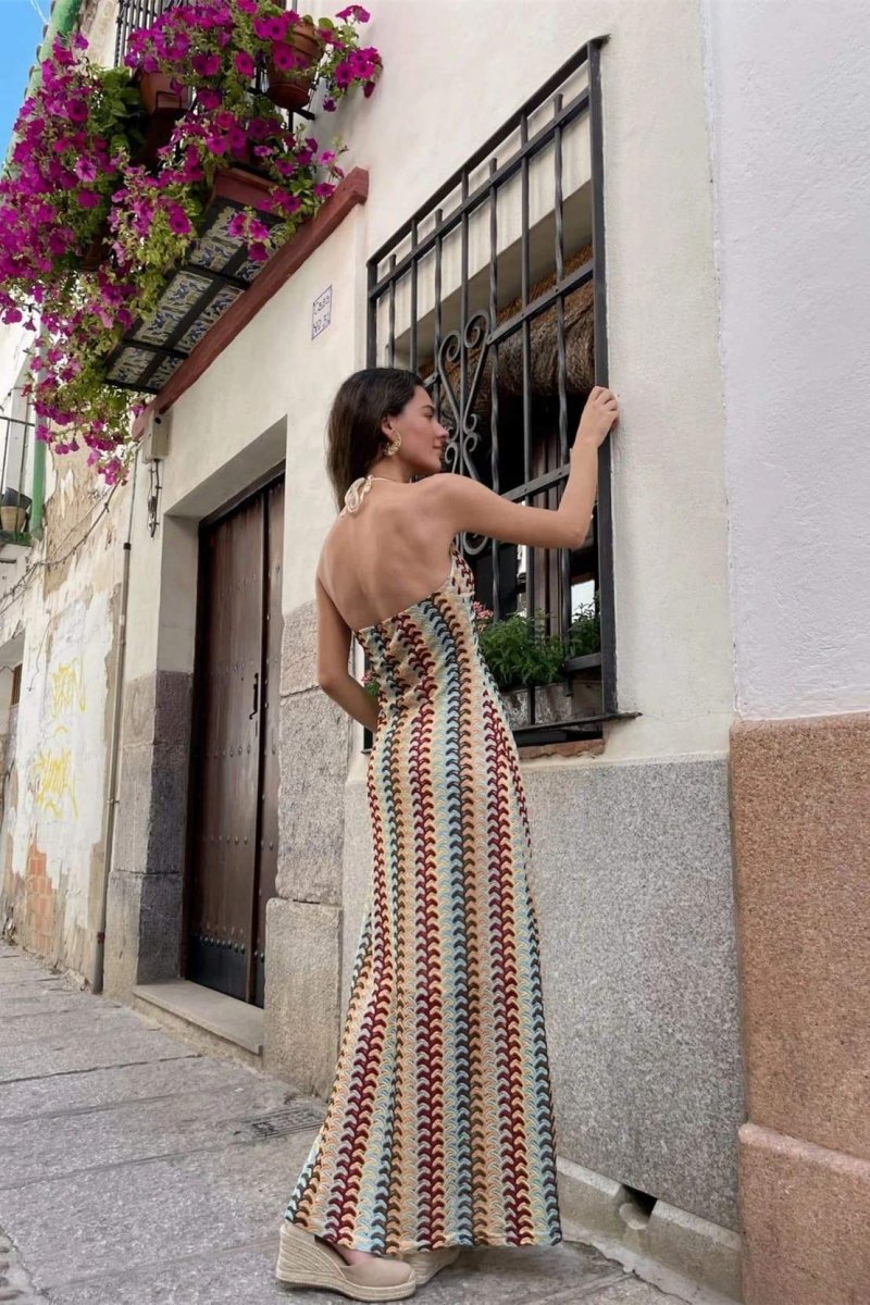 Vestito Maxi Lungo a Spalline Sospese in Crochet Lydia